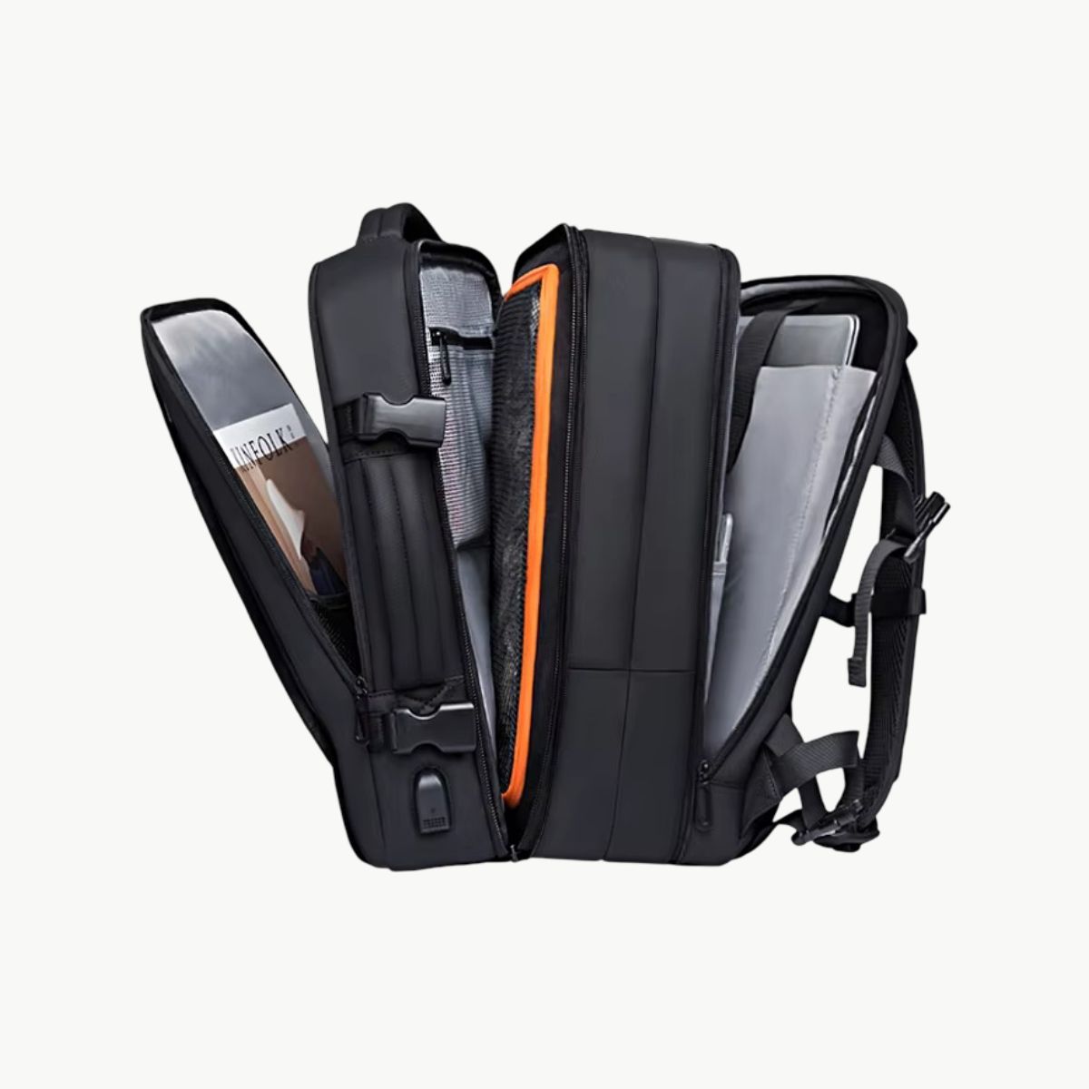 Sac de voyage pour week end noir vue poches internes