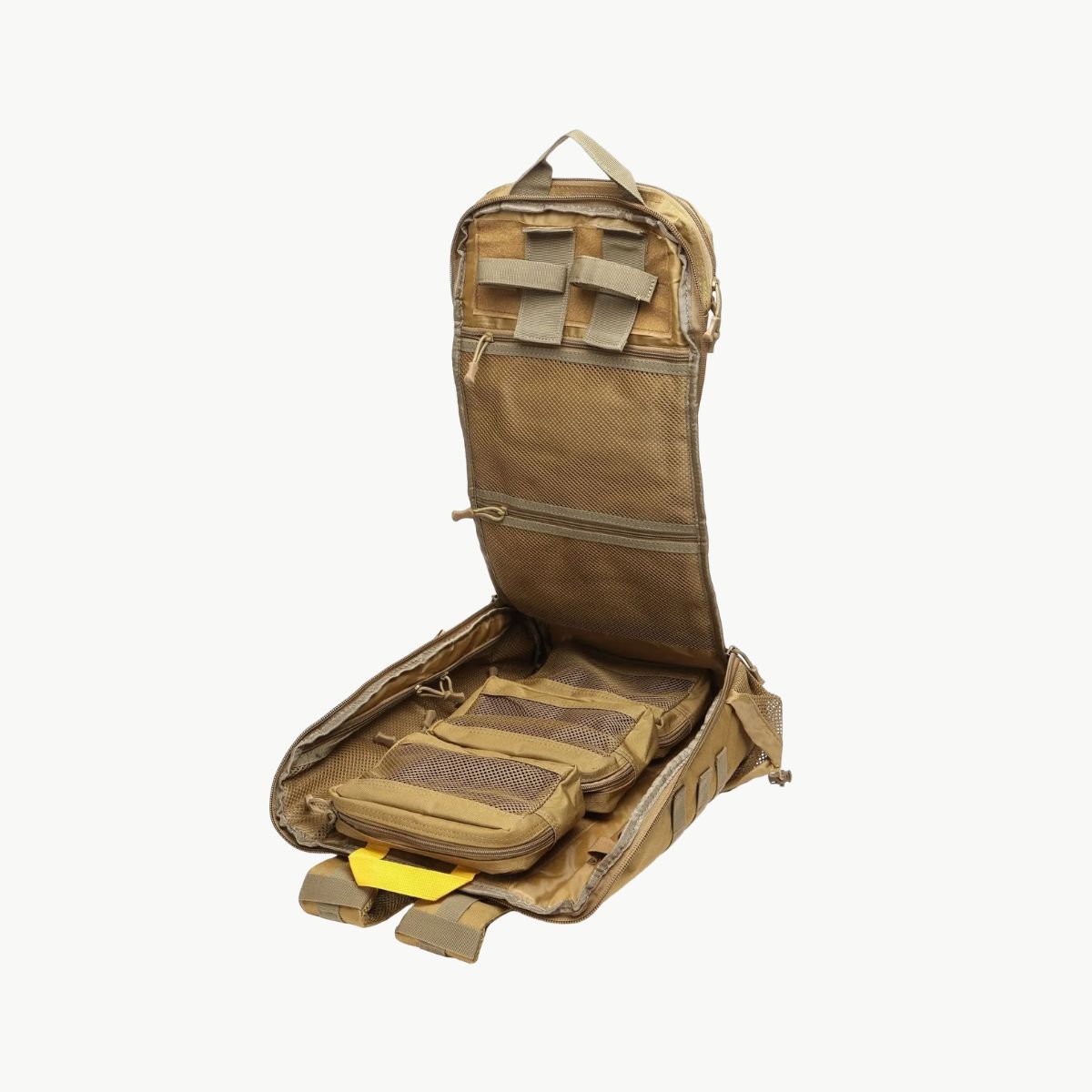 Sac de randonnee tactique kaki vue interieur