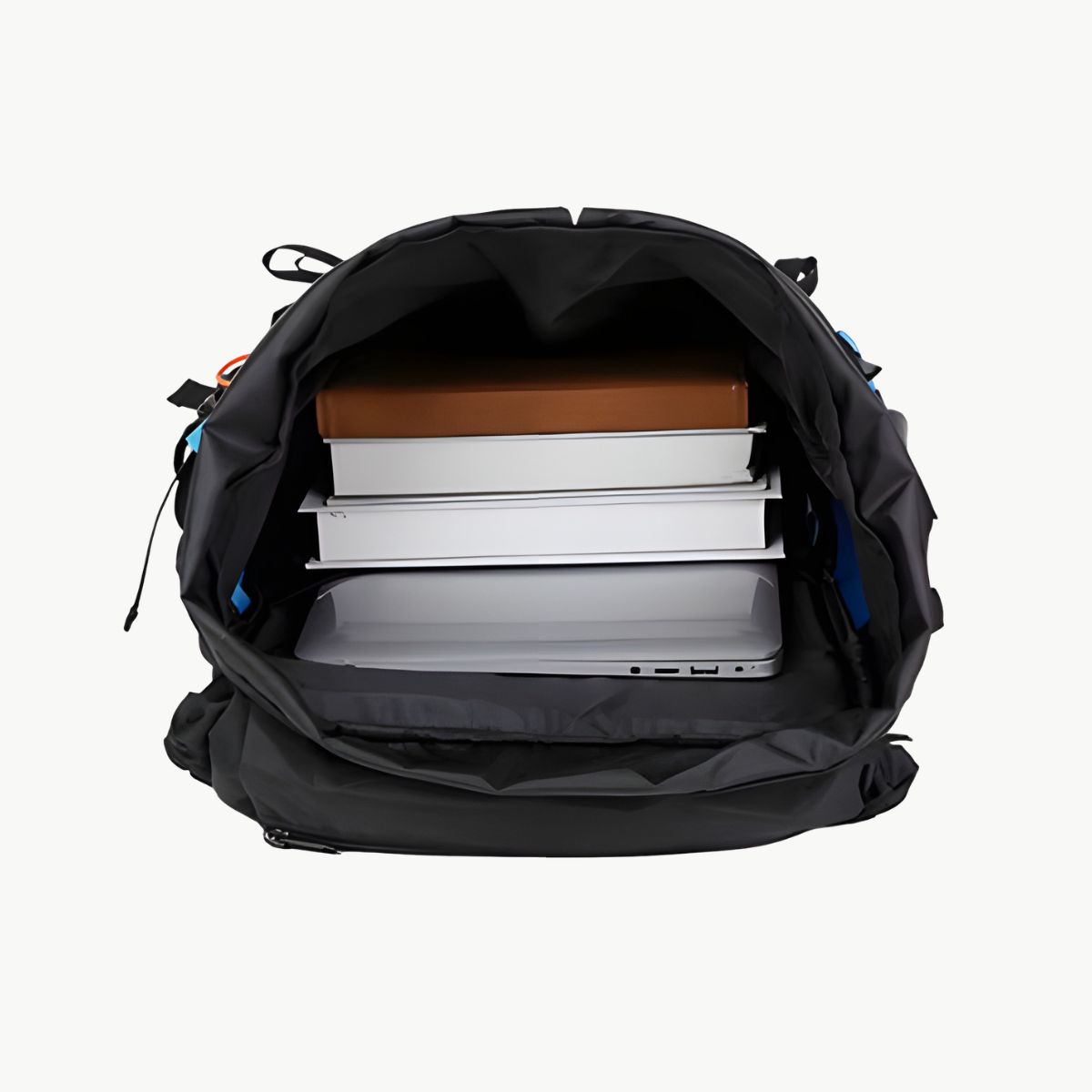 Sac de randonnee grande capacite bleu vue interieur