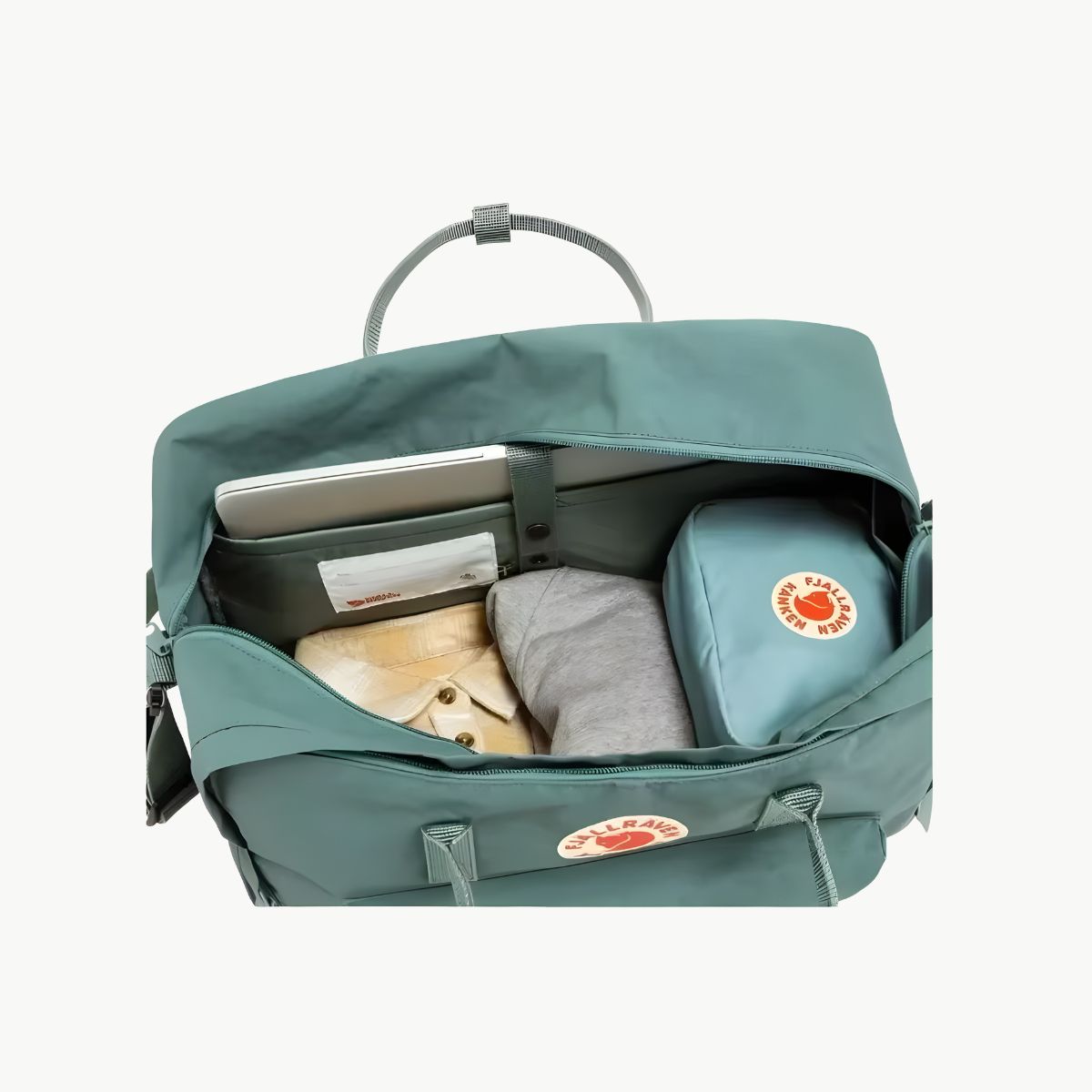 Sac de voyage pour week end vert vue interieur