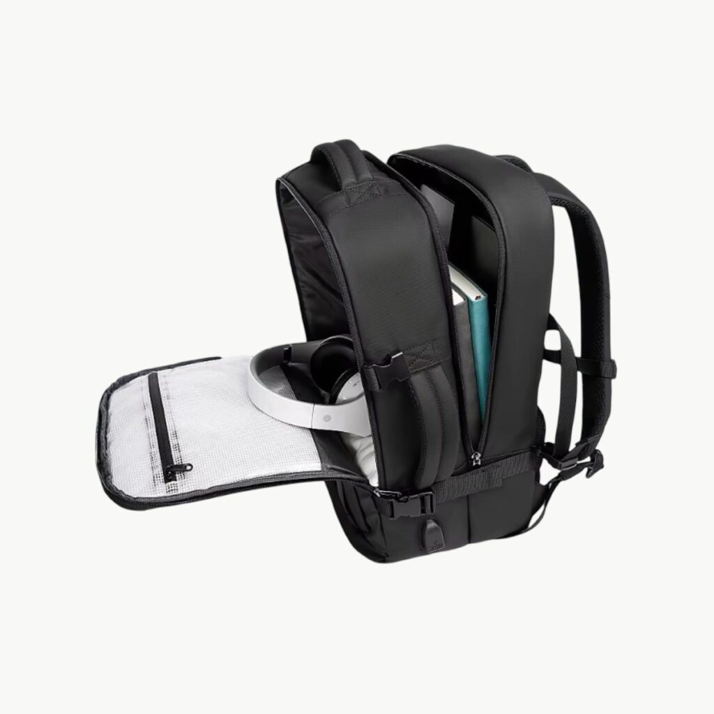 Sac de voyage pour week end noir vue interieur