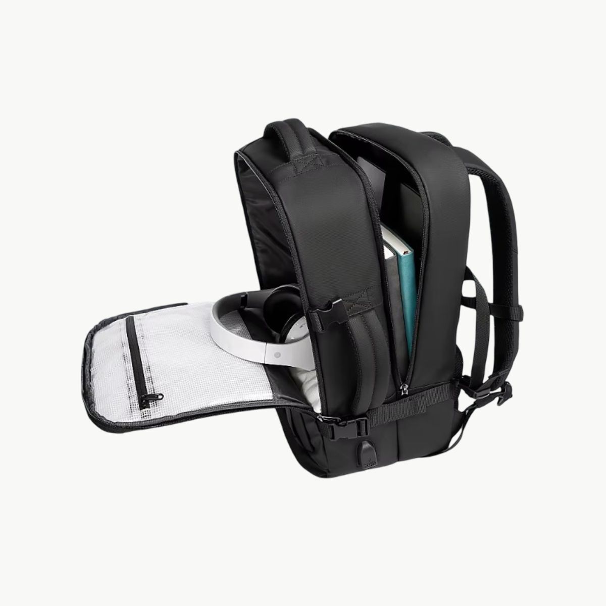 Sac de voyage pour week end noir vue interieur