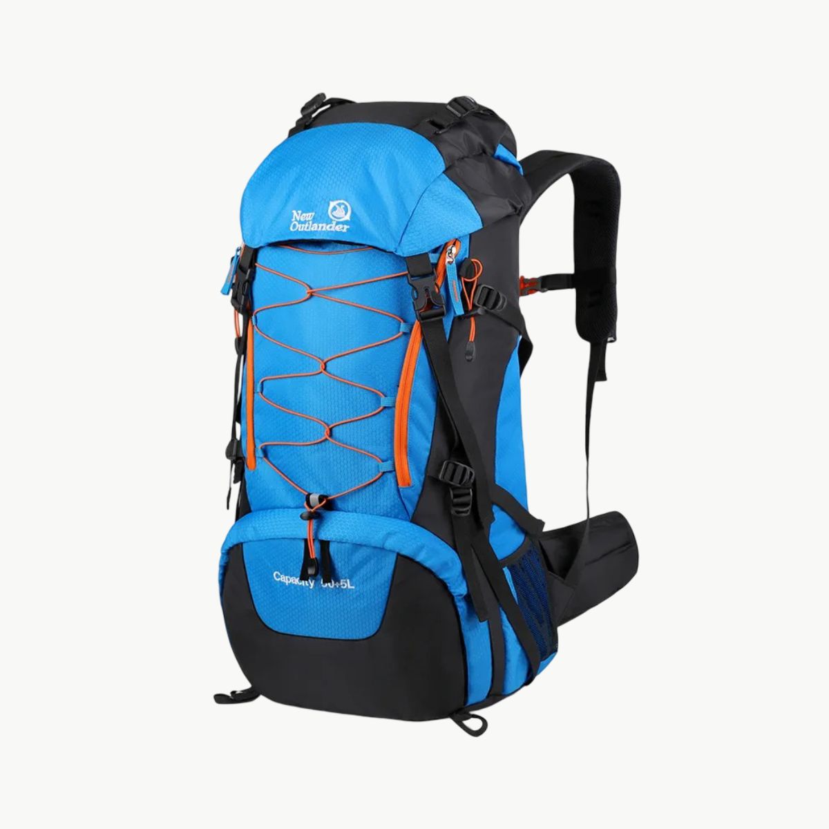 Sac de randonnee grande capacite bleu vue cote